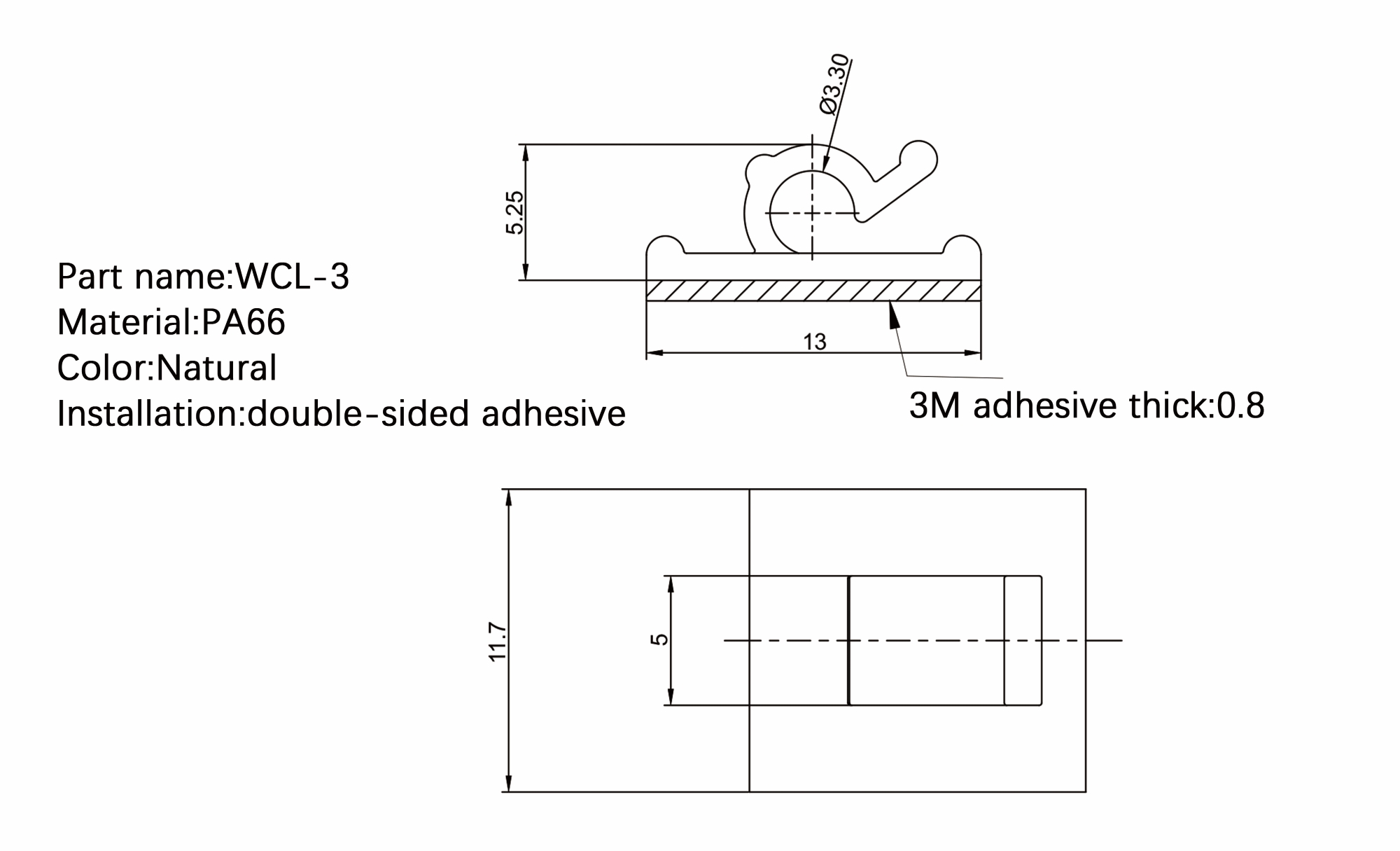 Flat Cable Clamp WCL-3